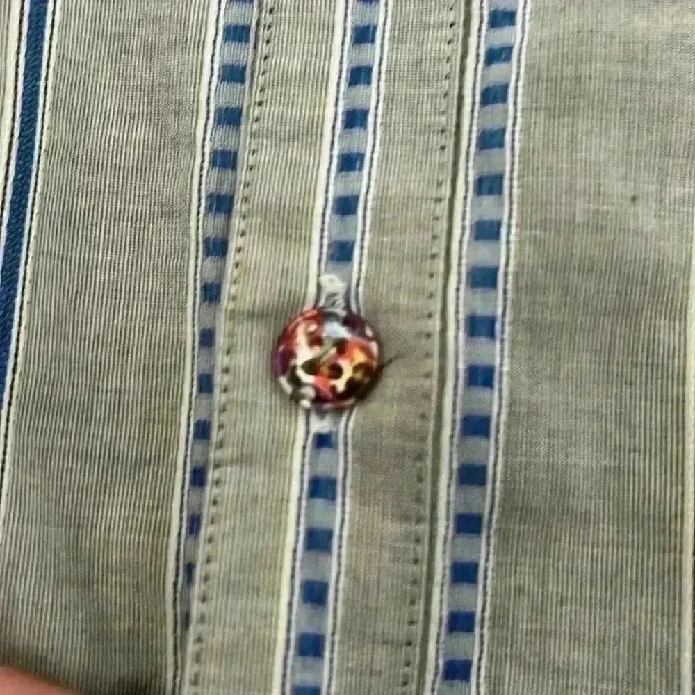 Robert Graham Gray/Blue stripped colorful Button Down Shirt sz large L - Picture 7 of 11